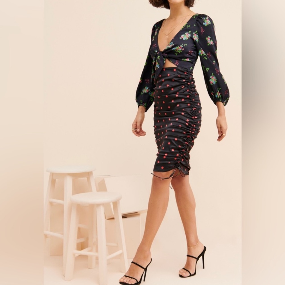 For Love & Lemons Wilson Print Mix Dress Size S
